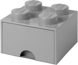 Boîte rangement Lego avec tiroir gris 25 x 25 x 18 cm