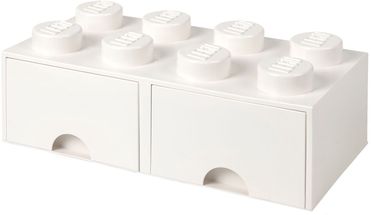 Boîte rangement Lego avec tiroir blanc 50 x 25 x 18 cm