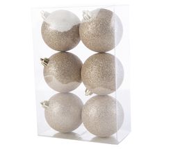 Cosy @Home Kerstballen Champagne glitter ø 8 cm - 6 Stuks