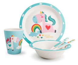 Yong Kinderservies Bamboe Wit Unicorn 5-Delig