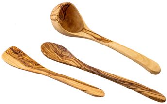 Ensemble de spatules Jay Hill (cuillère à sauce, louche et spatule) Tunea - Bois d'olivier