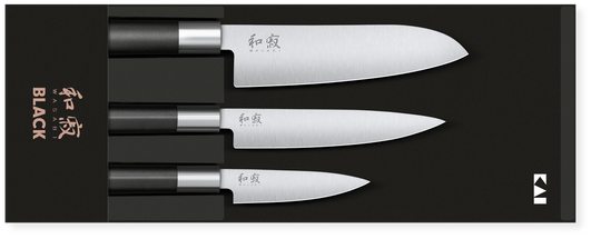 Ensemble de couteaux Kai Wasabi Black (couteau d'office + couteau universel + couteau Santoku) 3 pièces