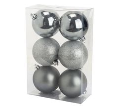 Gemütliche @Home Weihnachtskugeln Silber dunkel ø 8 cm - 6 Stück
