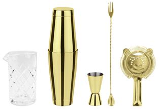 Kit cocktail cristal et doré 5 pièces - Paderno