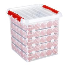 Sunware Kerstballen Opbergbox - met trays voor 125 kerstballen - Q-line - Transparant - 38 Liter - 40 x 40 x 40 cm
