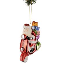 Nordic Light Weihnachtskugel Weihnachtsmann auf Roller 11 cm