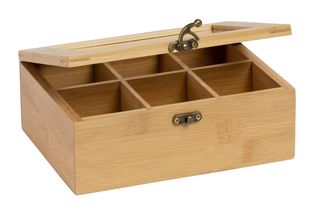 Caja de Té Bambú con 6-Compartimentos