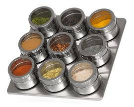 Pot à épices magnétique Blackwell - comprenant 9 pots - en acier inoxydable (RVS)