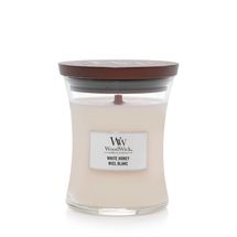 Bougie parfumée WoodWick taille moyenne Miel Blanc - 11 cm / ø 10 cm