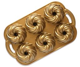 Nordic Ware Backform Swirl Bundtette Gold