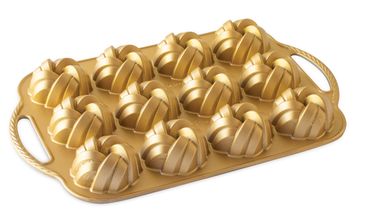 Moule à gâteau tressé Nordic Ware Braided Bundtette doré - 12 pièces