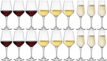 Bormioli Rocco Wijnglazenset Electra - (Rode wijnglazen &amp; Witte wijnglazen &amp; Champagneglazen) - 18 delige set