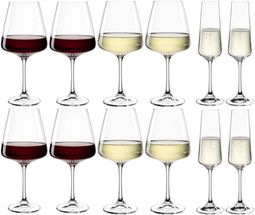 Leonardo Wijnglazenset (Rode wijnglazen + Witte wijnglazen + Champagneglazen) Paladino 12-delig