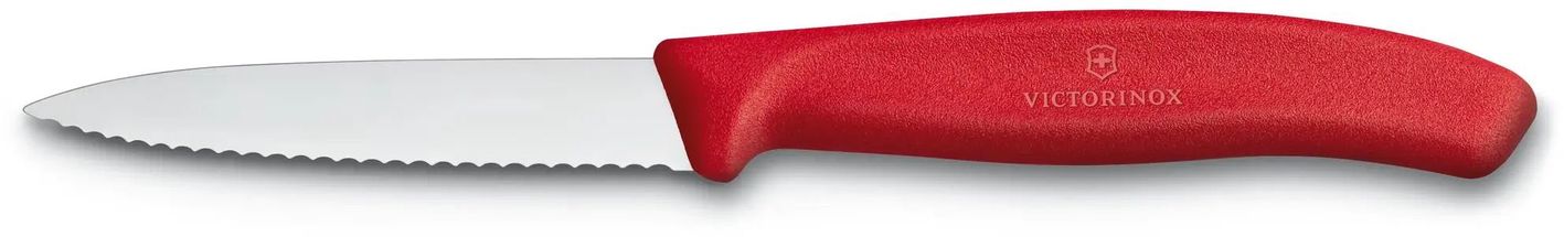 Victorinox Couteau d'office Swiss Classic - Rouge - Dentelé - 8 cm