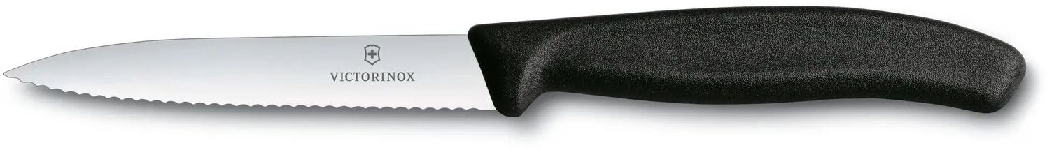 Victorinox Couteau d'office Swiss Classic - Noir - Dentelé - 10 cm
