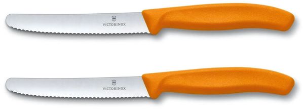 Victorinox Couteau à tomates / saucisses Swiss Classic - Orange - 11 cm - 2 pièces