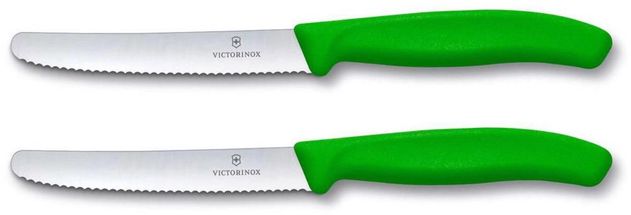 Victorinox Couteau à tomates / saucisses Swiss Classic - Vert - 11 cm - 2 pièces