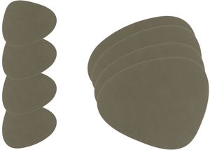 LIND DNA Giftset Placemats &amp; Onderzetters Nupo - Leer - Army Green - 8-Delig