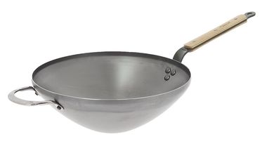 Poêle à wok De Buyer Mineral B en bois - ø 32 cm - Sans revêtement antiadhésif