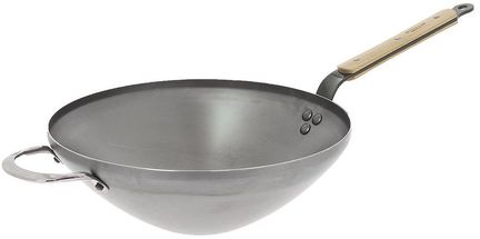 Poêle à wok De Buyer Mineral B en bois - ø 28 cm - Sans revêtement antiadhésif