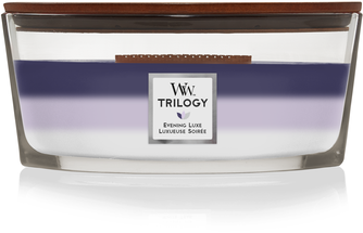 Bougie parfumée en ellipse WoodWick Trilogy Evening Luxe - 9 cm / 19 cm