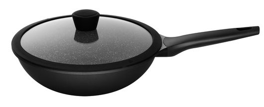 Poêle à wok Sola avec couvercle Fair Cooking Noir - ø 30 cm - Revêtement antiadhésif standard