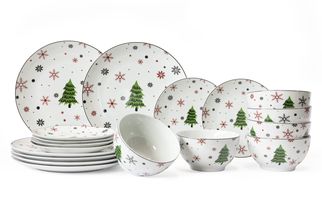 Ensemble de vaisselle de Noël Cookinglife - Porcelaine - Rouge 18 pièces