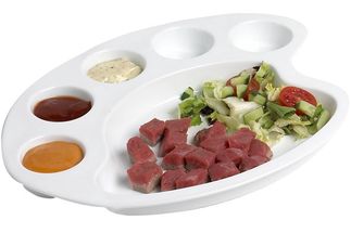 Assiette gourmet Cookinglife / Assiette à fondue Cosy - Palette de peintre - Blanc 30 x 24 cm