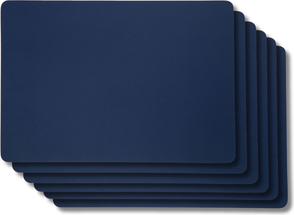 Mantel Individual Jay Hill Cuero Gris Claro Azul 33 x 46 cm - 6 Piezas - Doble Cara