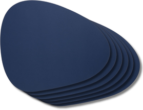 Sets de table Jay Hill - Cuir végétalien - Gris / Bleu - Bio - réversible - 44 x 37 cm - 6 pièces