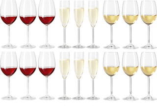 Leonardo wijnglazenset Daily (Rode wijnglazen &amp; Witte Wijnglazen &amp; Champagneglazen) - 18 delige set