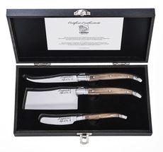Couteau à fromage Laguiole Style de Vie Luxury Line en bois d'olivier 3 pièces