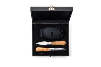 Coffret couteaux à huîtres et porte-huîtres Laguiole Style de Vie Luxury Line bois d'olivier