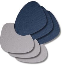 Sottobicchieri Jay Hill in Pelle - grigio / blu - Organico - bifacciale - 13 x 11 cm - 6 pezzi