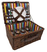 CasaLupo Picknickmand inclusief Servies - Regenboog - 4 Personen