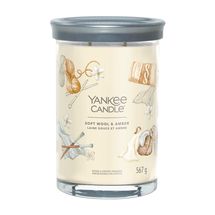 Yankee Candle Geurkaars Large Tumbler - met 2 lonten - Soft Wool &amp; Amber - 15 cm / ø 10 cm