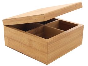 Caja de Té Bambú con 4- Compartimentos