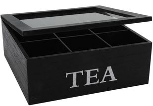 Caja de Té Negra con 9-Compartimentos
