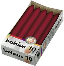 Bougie torpille Bolsius rouge foncé - 10 pièces