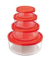 Set contenitori per alimenti Bormioli frigoverre rosso - 4 pezzi