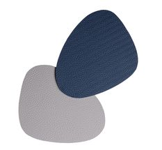 Sottobicchieri Jay Hill in Pelle - grigio / blu - Organico - bifacciale - 13 x 11 cm - 6 pezzi