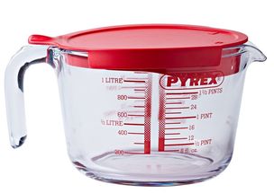 Verre doseur Pyrex - avec couvercle - Classic Prepware en verre résistant à la chaleur 1 litre