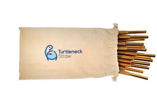 Turtleneck Herbruikbare rietjes van RVS- met borstel - Goud - Buigbaar - 50 Stuks