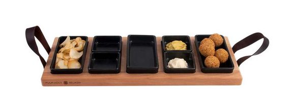 Tabla para Servir Bowls &amp; Dishes Streetfood 5 Compartimentos Negro - 49 cm 