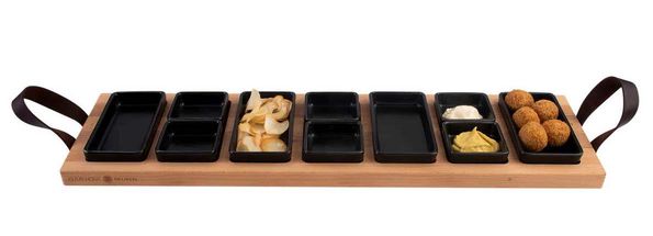 Tabla para Servir Bowls &amp; Dishes Streetfood 7 Compartimentos Negro - 69 cm