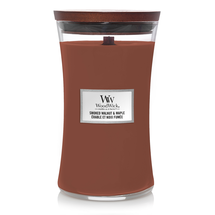 WoodWick Geurkaars Large Smoked Walnut &amp; Maple - 18 cm / ø 10 cm