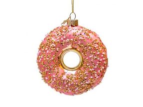 Vondels kerstdecoratie Roze donut met decoratie