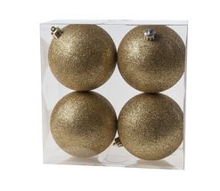 Cosy @Home Kerstballen Goud glitter ø 10 cm - 4 Stuks