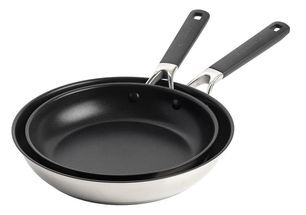 KitchenAid Koekenpannenset Classic Stainless Steel - ø 24 en 28 cm - Standaard anti-aanbaklaag