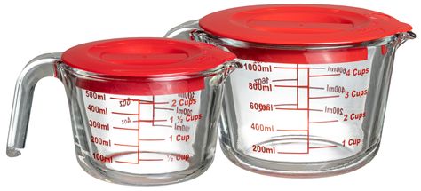 Cookinglife Maatbeker Set (500 ml &amp; 1 liter) - met deksel - hittebestendig glas